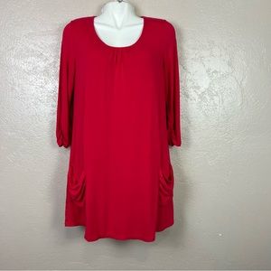 Logo Lori Goldstein women 3/4 sleeve‎ comfort relaxed fit pink dress size small